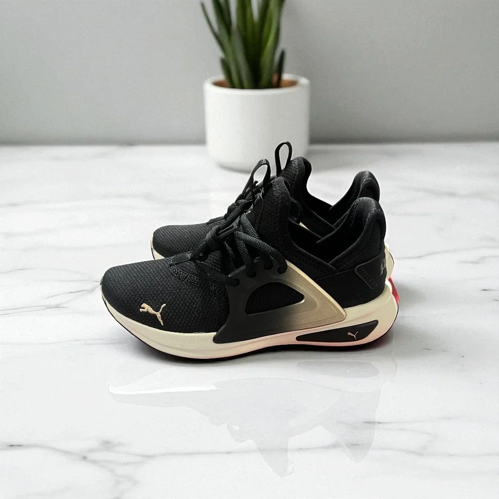 Puma Women's Softride Running Shoes Black Gold Accents Athletic Sneakers Size7.5